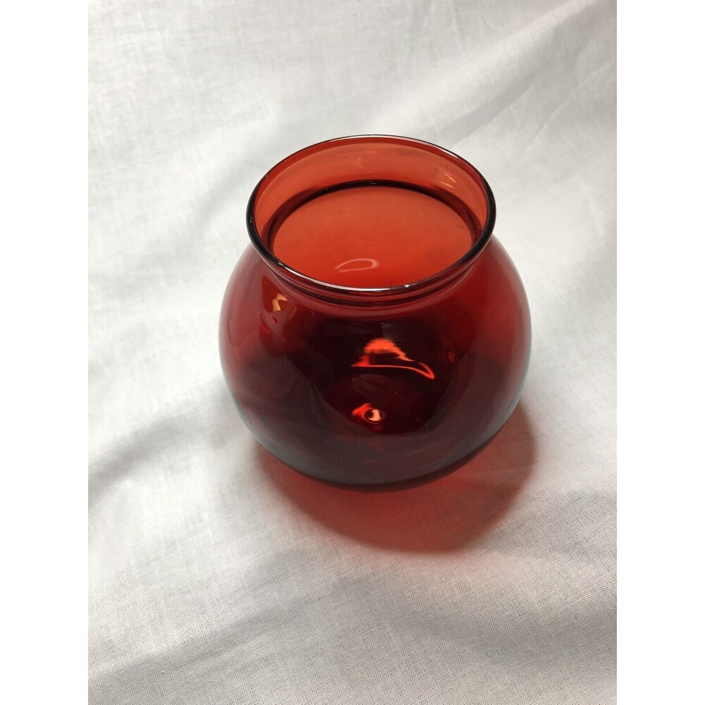 Vtg Royal Ruby Red Round Anchor Hawking Decorative Ball Vase No Chips No Cracks